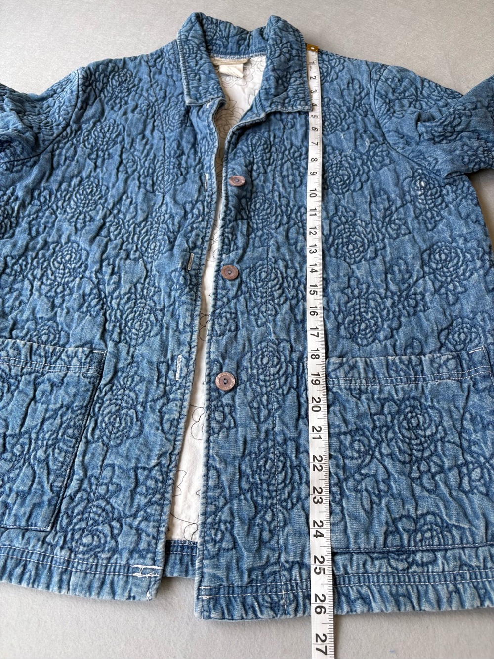 Coldwater Creek Quilted Floral Denim Jacket in Light Blue Tencel Cotton sz S - Picture 9 of 10